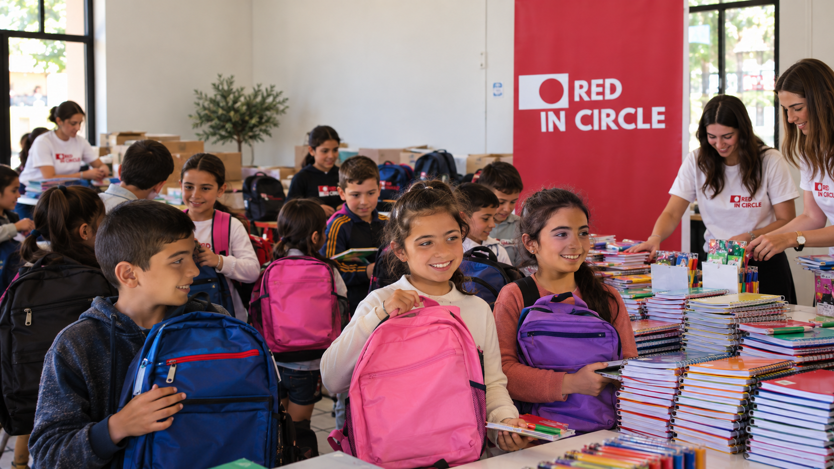 Red in Circle soutient l’éducation à travers le Liban en fournissant des fournitures scolaires essentielles à 250 élèves. Grâce à la générosité des donateurs et des bénévoles, les enfants reçoivent des cartables, des cahiers et de la papeterie pour apprendre, grandir et construire un avenir meilleur. Ensemble, transformons la générosité en impact concret, un élève à la fois.